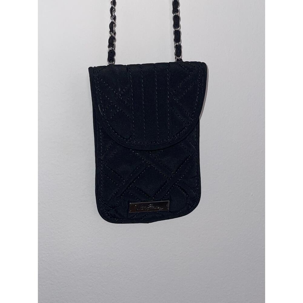 Vera Bradley Crossbody Black Quilted Microfiber with Chain Strap Wallet